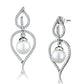 TS510 - Rhodium 925 Sterling Silver Earrings with Semi-Precious Glass Bead in White-2
