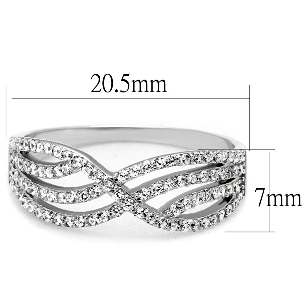 TS516 - Rhodium 925 Sterling Silver Ring with AAA Grade CZ  in Clear-1