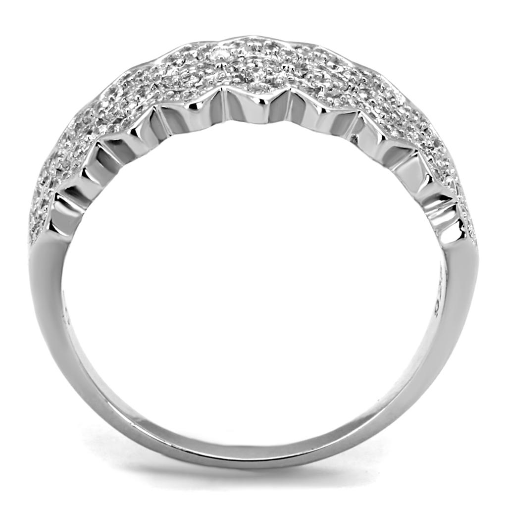TS517 - Rhodium 925 Sterling Silver Ring with AAA Grade CZ  in Clear-2
