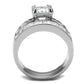 TS520 - Rhodium 925 Sterling Silver Ring with AAA Grade CZ  in Clear-2
