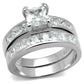 TS520 - Rhodium 925 Sterling Silver Ring with AAA Grade CZ  in Clear-4