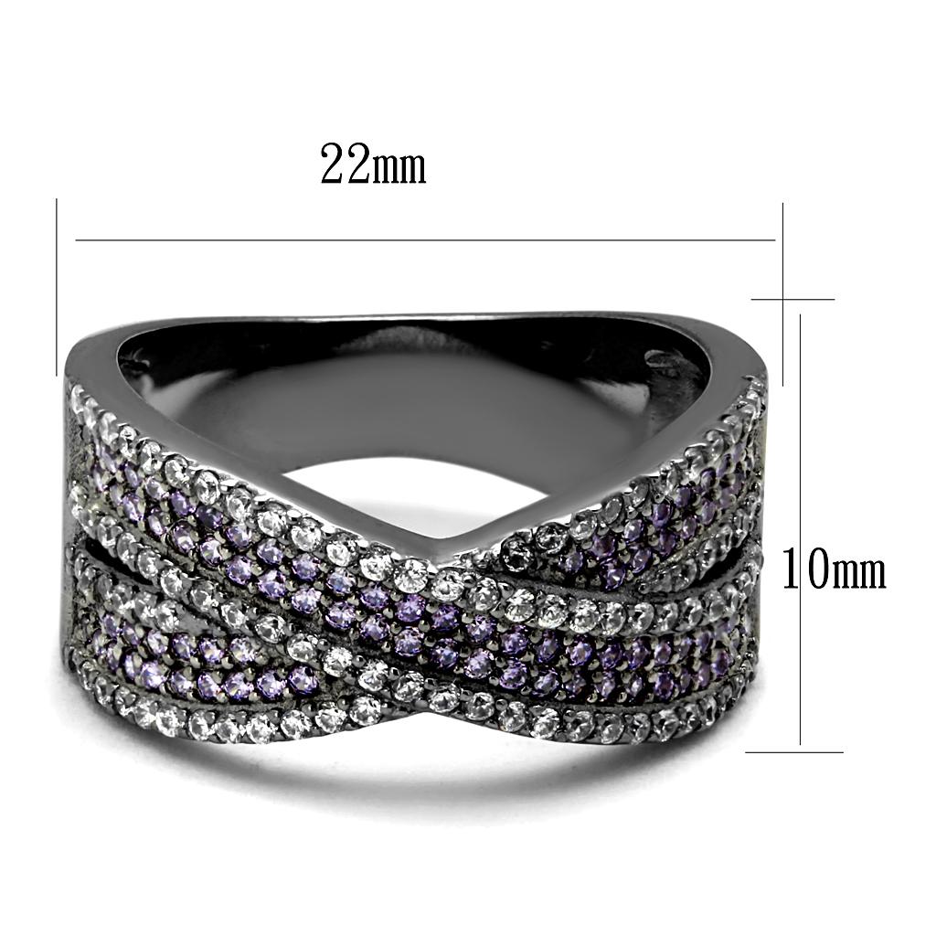 TS522 - Ruthenium 925 Sterling Silver Ring with AAA Grade CZ  in Amethyst-1