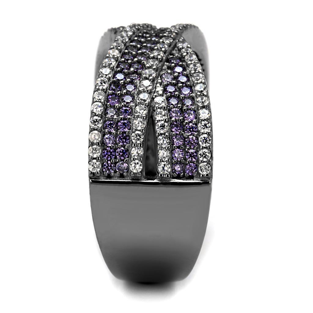 TS522 - Ruthenium 925 Sterling Silver Ring with AAA Grade CZ  in Amethyst-3