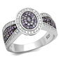 TS523 - Rhodium + Ruthenium 925 Sterling Silver Ring with AAA Grade CZ  in Amethyst-4