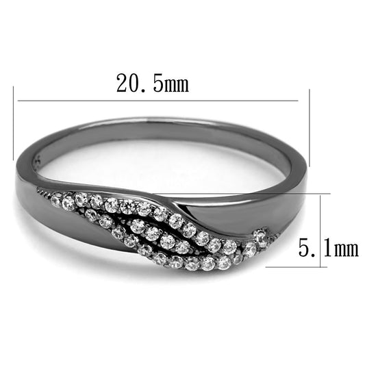 TS524 - Ruthenium 925 Sterling Silver Ring with AAA Grade CZ  in Clear-1