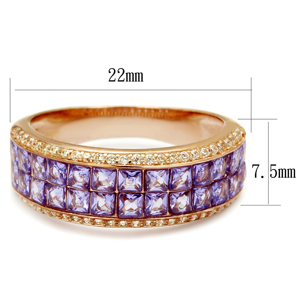TS525 - Rose Gold 925 Sterling Silver Ring with AAA Grade CZ  in Amethyst-1