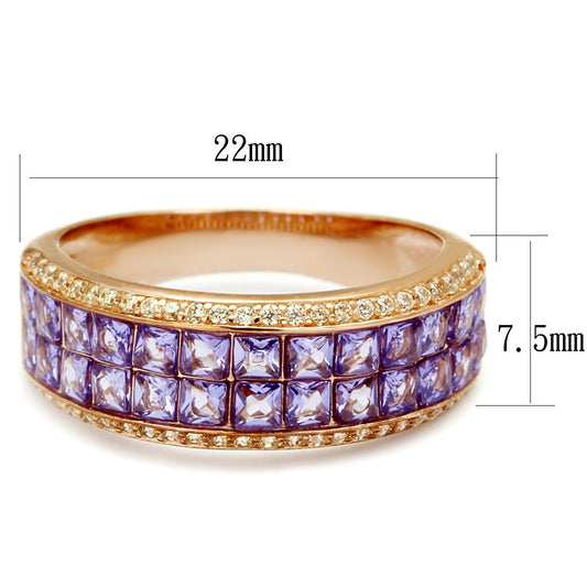 TS525 - Rose Gold 925 Sterling Silver Ring with AAA Grade CZ  in Amethyst-1