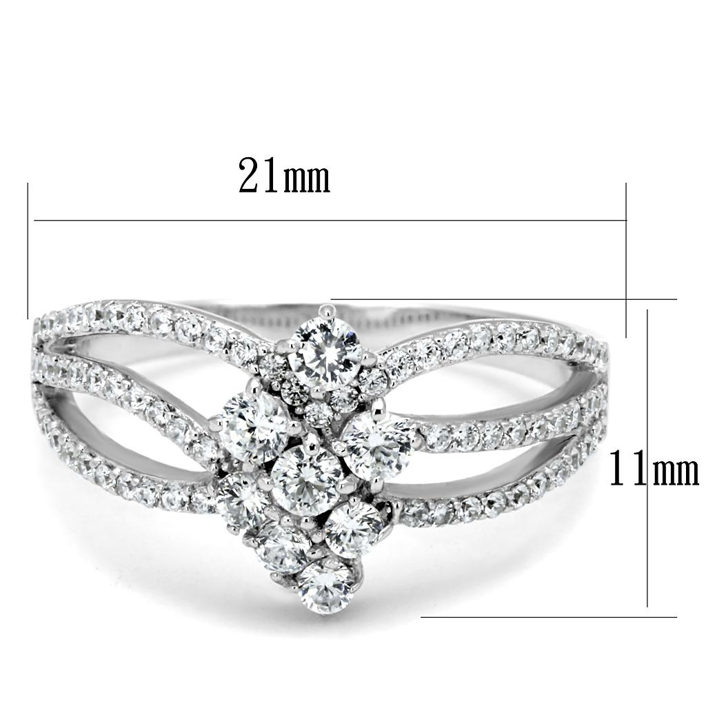 TS528 - Rhodium 925 Sterling Silver Ring with AAA Grade CZ  in Clear-1