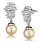 TS531 - Rhodium 925 Sterling Silver Earrings with Synthetic Pearl in Topaz-2