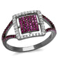 TS533 - Rhodium + Ruthenium 925 Sterling Silver Ring with AAA Grade CZ  in Ruby-4