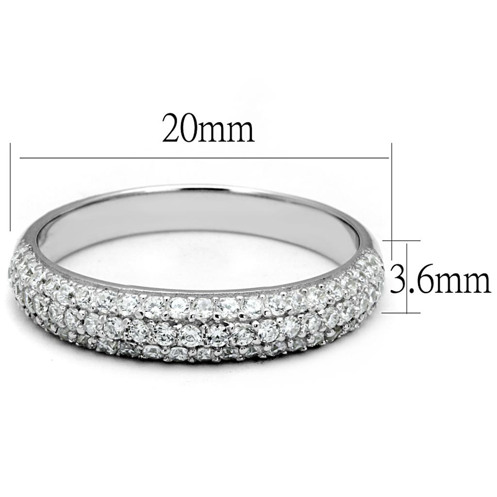 TS535 - Rhodium 925 Sterling Silver Ring with AAA Grade CZ  in Clear-1