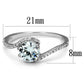 TS536 - Rhodium 925 Sterling Silver Ring with AAA Grade CZ  in Clear-1
