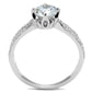 TS537 - Rhodium 925 Sterling Silver Ring with AAA Grade CZ  in Clear-2