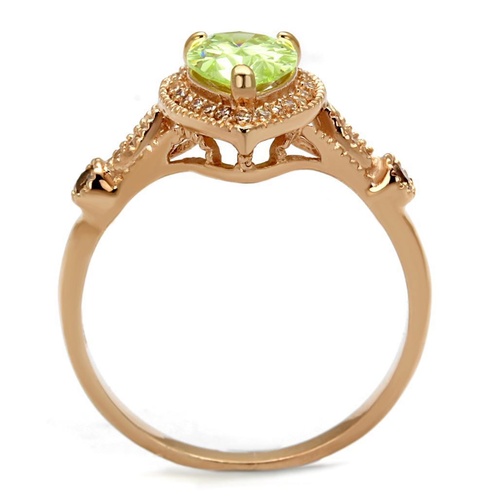 TS538 - Rose Gold 925 Sterling Silver Ring with AAA Grade CZ  in Apple Green color-2