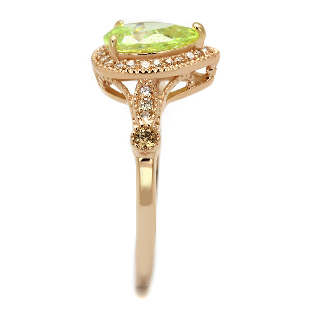 TS538 - Rose Gold 925 Sterling Silver Ring with AAA Grade CZ  in Apple Green color-3