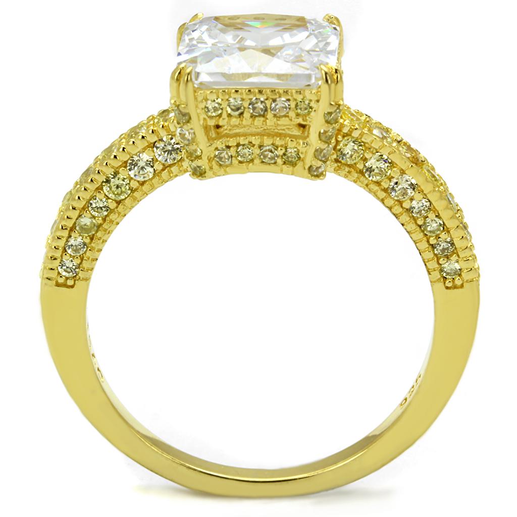 TS539 - Gold 925 Sterling Silver Ring with AAA Grade CZ  in Clear-2