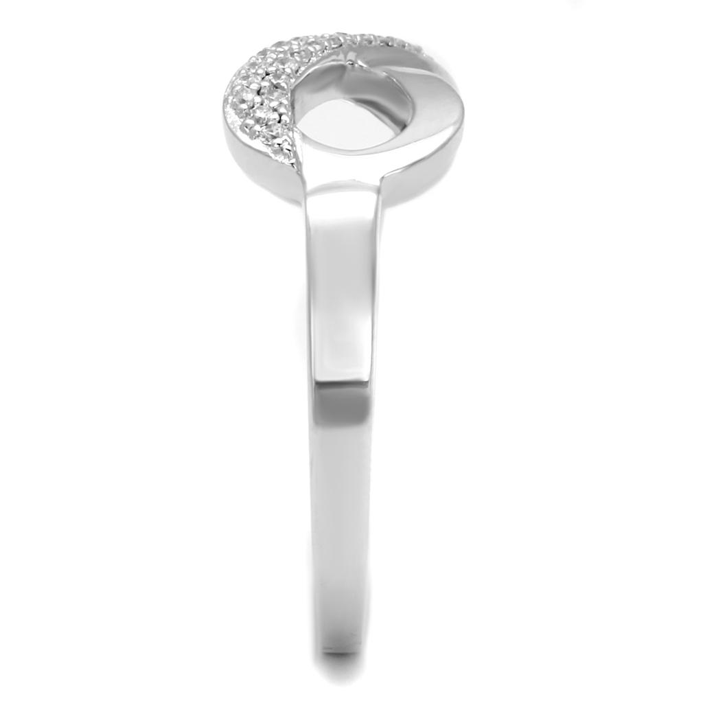 TS541 - Rhodium 925 Sterling Silver Ring with AAA Grade CZ  in Clear-3