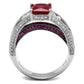 TS545 - Rhodium + Ruthenium 925 Sterling Silver Ring with AAA Grade CZ  in Ruby-2