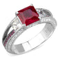 TS545 - Rhodium + Ruthenium 925 Sterling Silver Ring with AAA Grade CZ  in Ruby-4