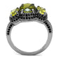 TS547 - Ruthenium 925 Sterling Silver Ring with AAA Grade CZ  in Olivine color-2