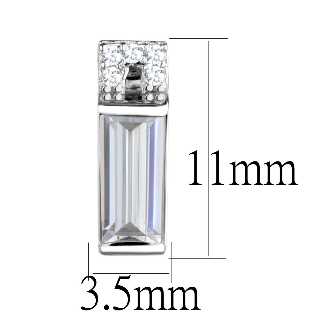 TS550 - Rhodium 925 Sterling Silver Earrings with AAA Grade CZ  in Clear-1