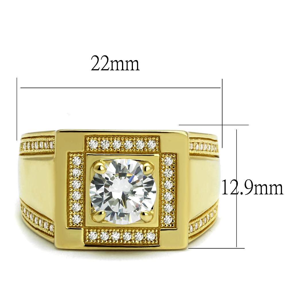 TS552 - Gold 925 Sterling Silver Ring with AAA Grade CZ  in Clear-1