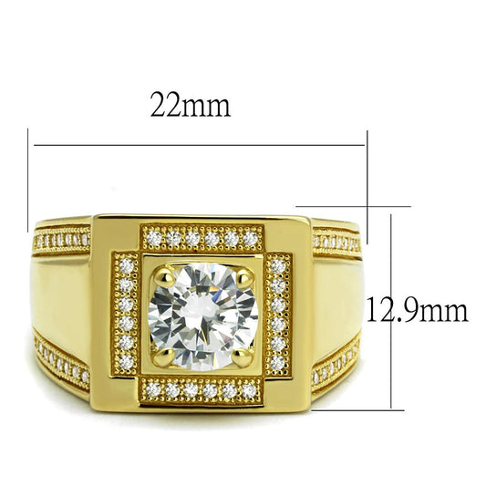 TS552 - Gold 925 Sterling Silver Ring with AAA Grade CZ  in Clear-1