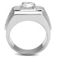 TS553 - Rhodium 925 Sterling Silver Ring with AAA Grade CZ  in Clear-2