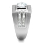 TS553 - Rhodium 925 Sterling Silver Ring with AAA Grade CZ  in Clear-3