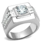 TS553 - Rhodium 925 Sterling Silver Ring with AAA Grade CZ  in Clear-4