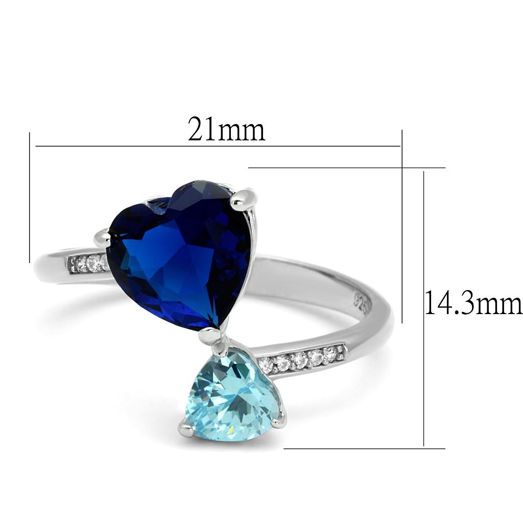 TS554 - Rhodium 925 Sterling Silver Ring with Synthetic Synthetic Glass in Montana-1