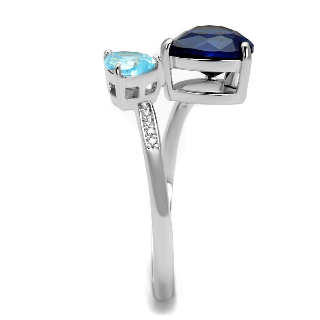 TS554 - Rhodium 925 Sterling Silver Ring with Synthetic Synthetic Glass in Montana-3