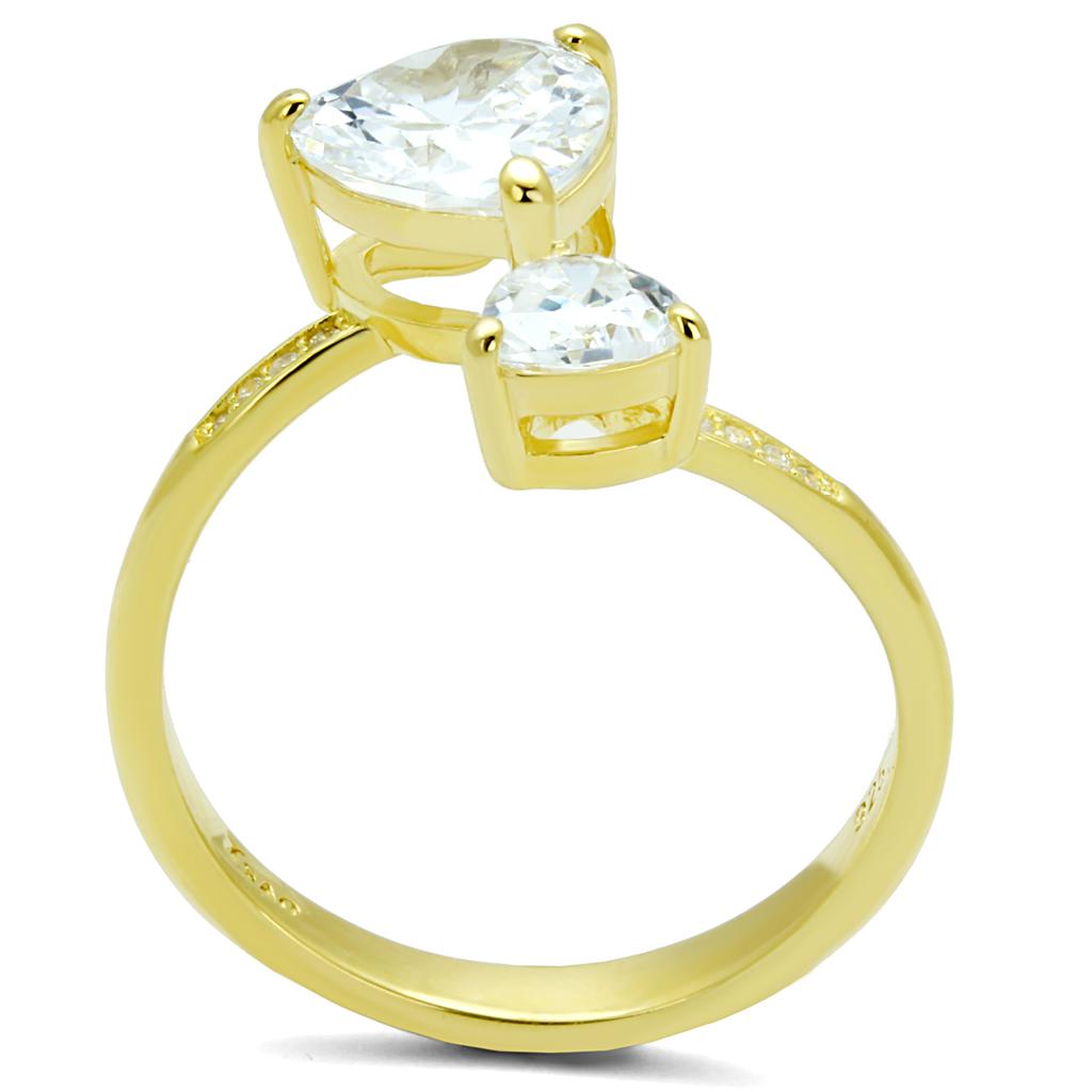 TS555 - Gold 925 Sterling Silver Ring with AAA Grade CZ  in Clear-2