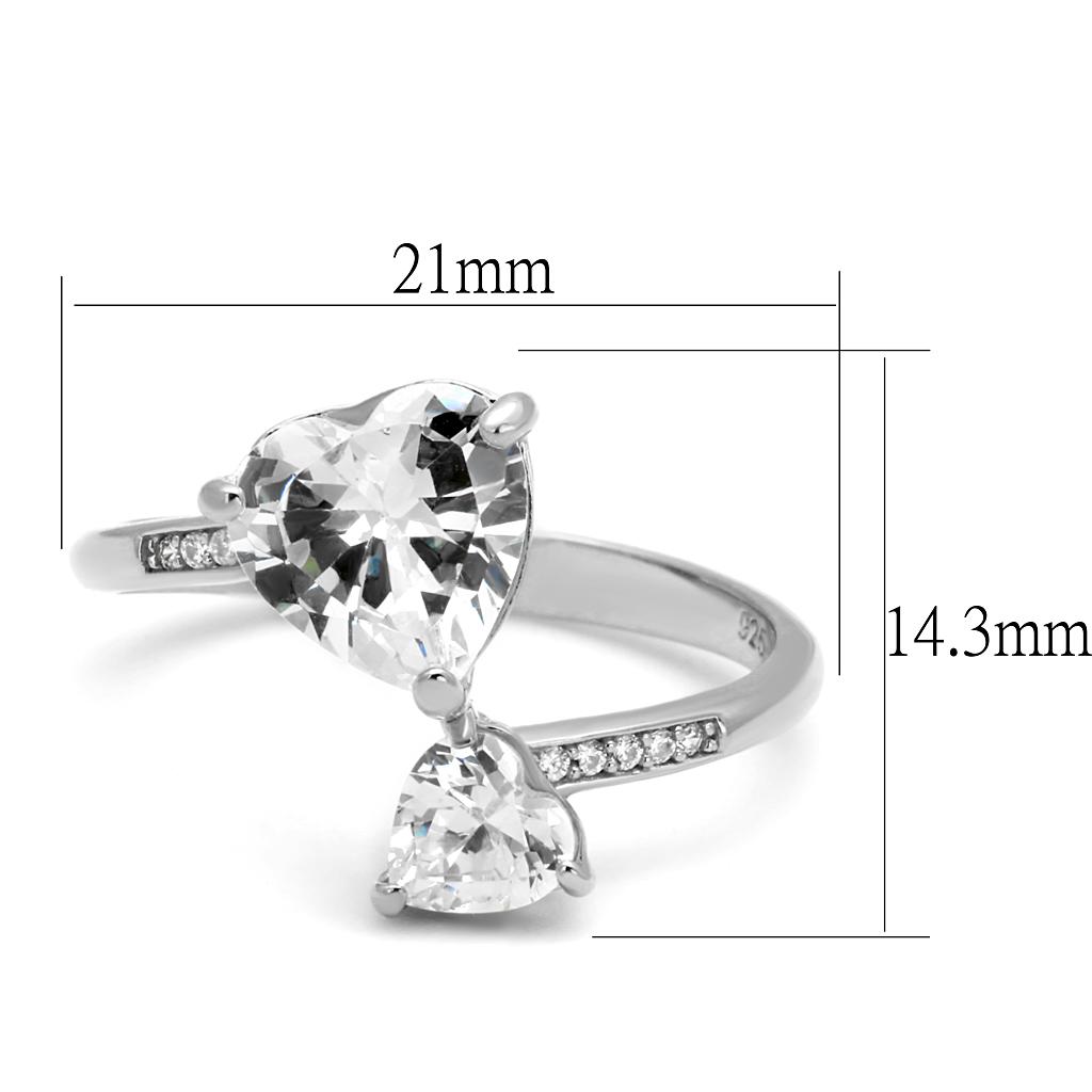 TS556 - Rhodium 925 Sterling Silver Ring with AAA Grade CZ  in Clear-1