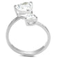 TS556 - Rhodium 925 Sterling Silver Ring with AAA Grade CZ  in Clear-2