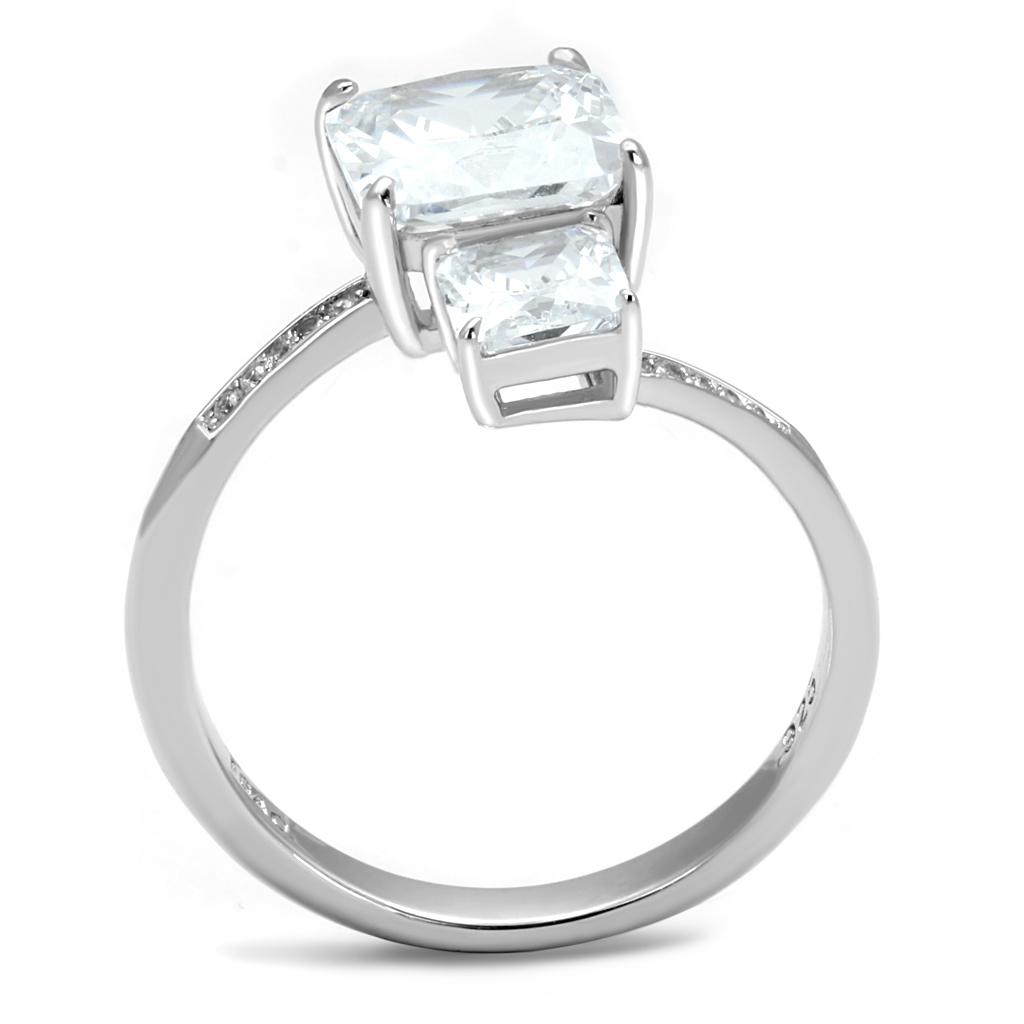 TS557 - Rhodium 925 Sterling Silver Ring with AAA Grade CZ  in Clear-2