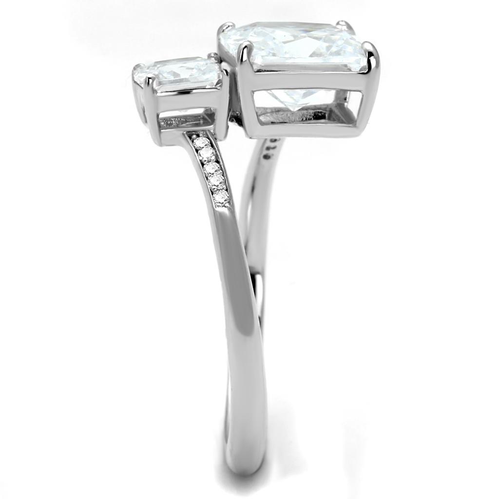 TS557 - Rhodium 925 Sterling Silver Ring with AAA Grade CZ  in Clear-3