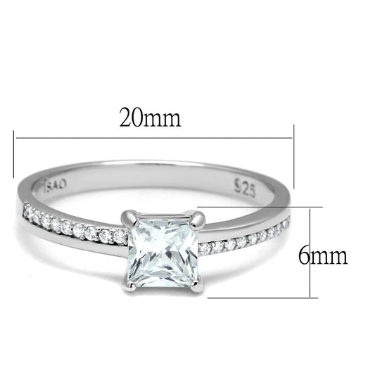 TS558 - Rhodium 925 Sterling Silver Ring with AAA Grade CZ  in Clear-1