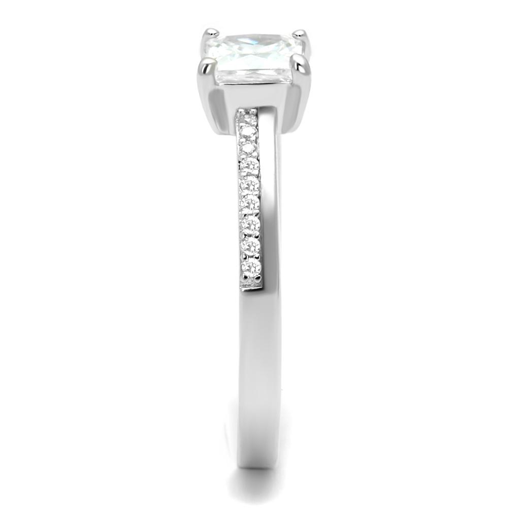 TS558 - Rhodium 925 Sterling Silver Ring with AAA Grade CZ  in Clear-3