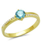 TS561 - Gold 925 Sterling Silver Ring with AAA Grade CZ  in Sea Blue-4