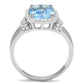 TS562 - Rhodium 925 Sterling Silver Ring with Synthetic Synthetic Glass in Light Sapphire-2
