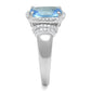 TS562 - Rhodium 925 Sterling Silver Ring with Synthetic Synthetic Glass in Light Sapphire-3
