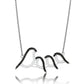 TS564 - Rhodium + Ruthenium 925 Sterling Silver Chain Pendant with AAA Grade CZ  in Clear-2