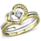 TS565 - Gold+Rhodium 925 Sterling Silver Ring with AAA Grade CZ  in Clear-4
