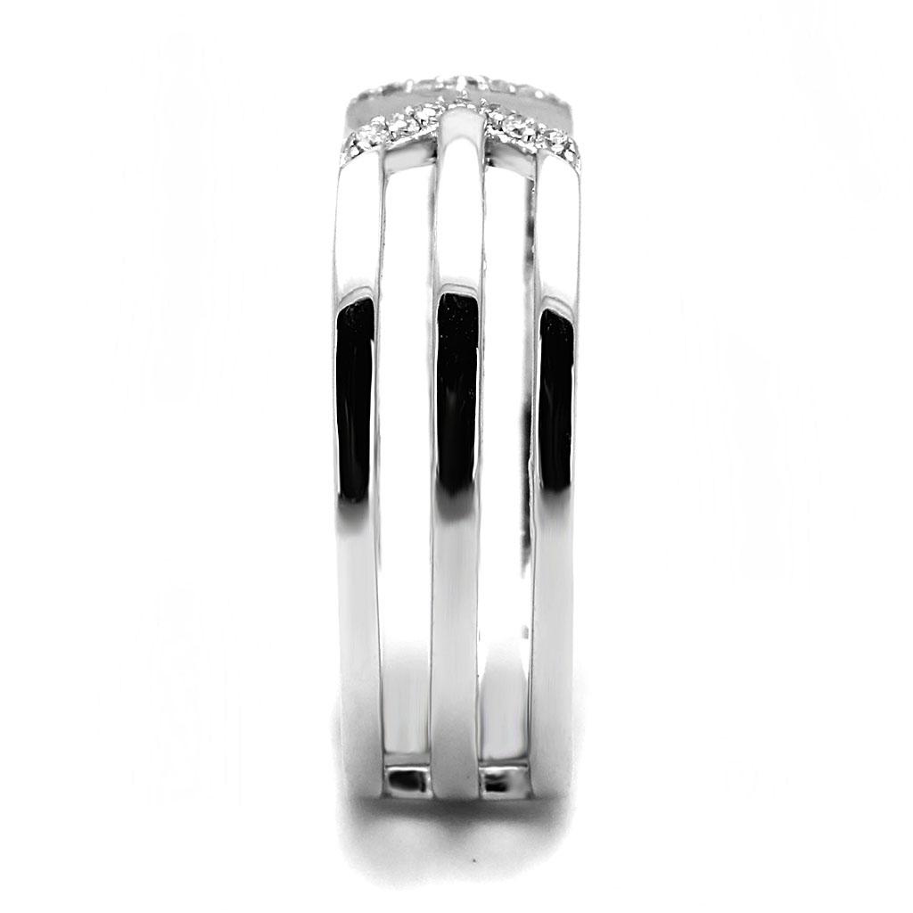 TS574 - Rhodium 925 Sterling Silver Ring with AAA Grade CZ  in Clear-3