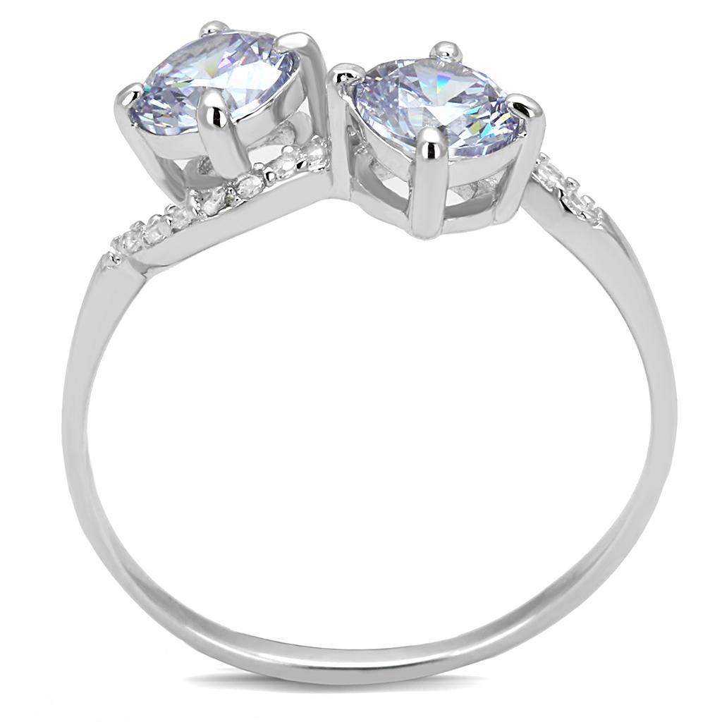 TS577 - Rhodium 925 Sterling Silver Ring with AAA Grade CZ  in Light Amethyst-2
