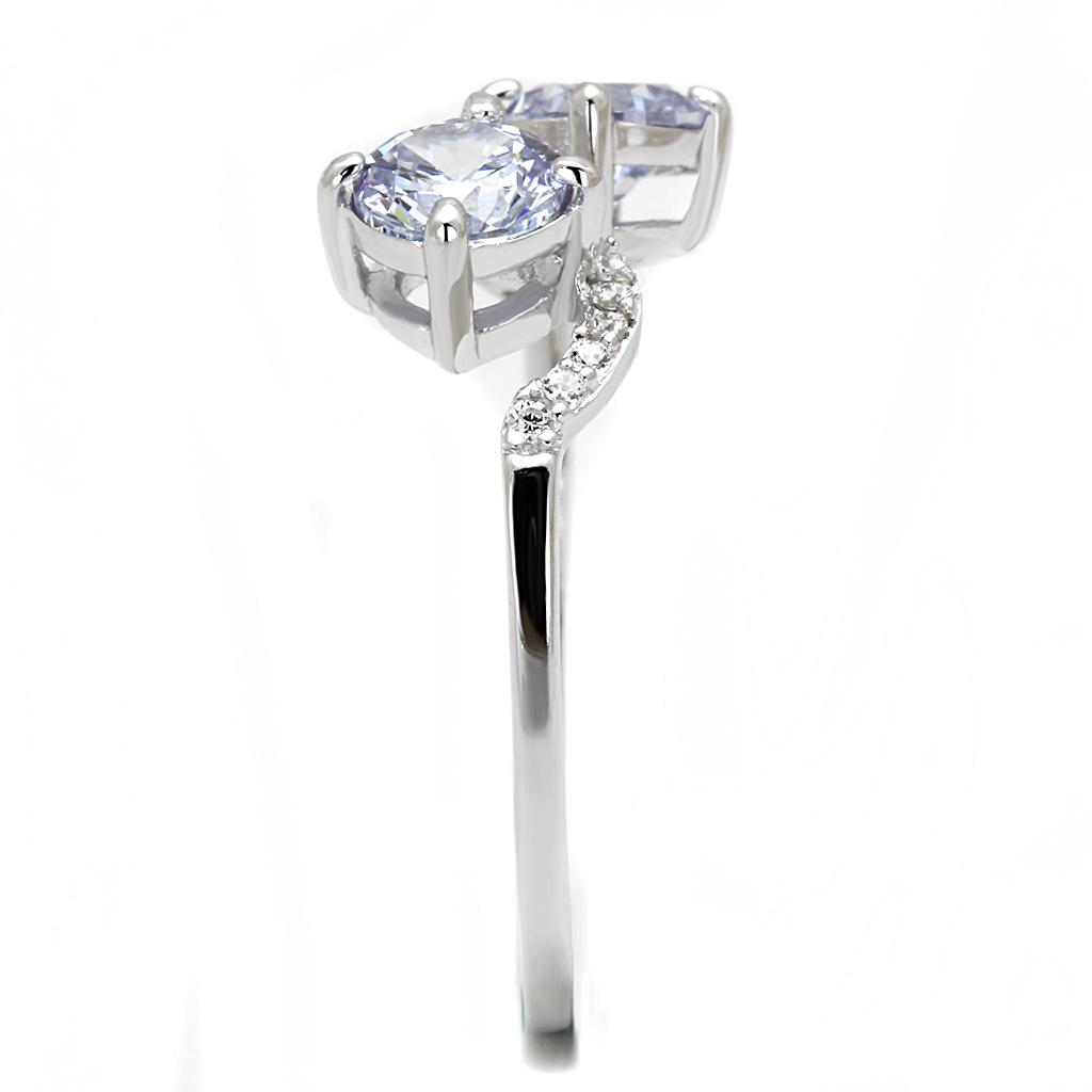 TS577 - Rhodium 925 Sterling Silver Ring with AAA Grade CZ  in Light Amethyst-3