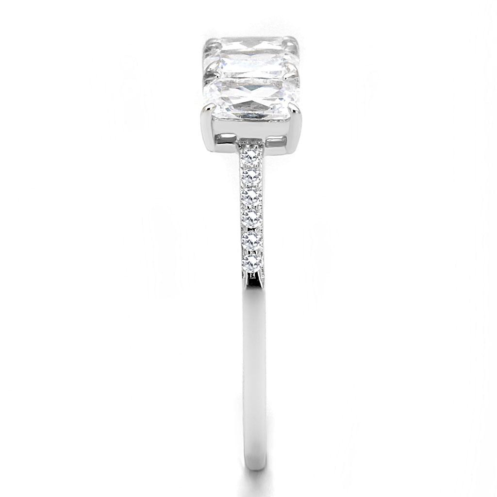 TS579 - Rhodium 925 Sterling Silver Ring with AAA Grade CZ  in Clear-3