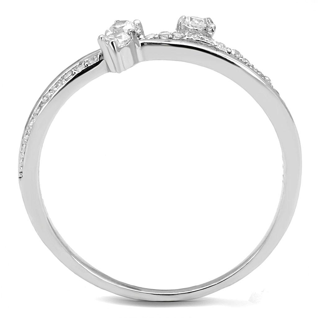 TS581 - Rhodium 925 Sterling Silver Ring with AAA Grade CZ  in Clear-2