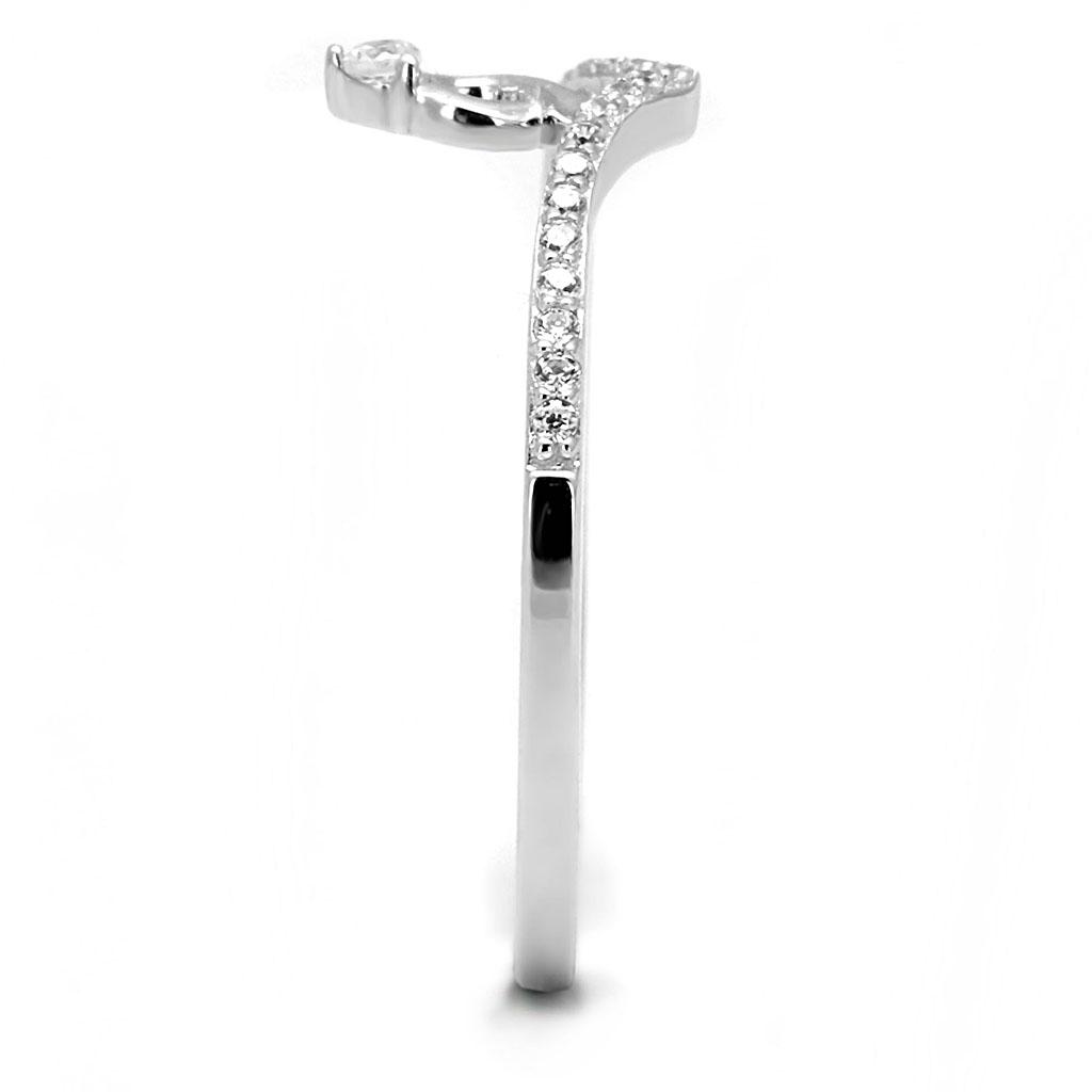TS583 - Rhodium 925 Sterling Silver Ring with AAA Grade CZ  in Clear-3